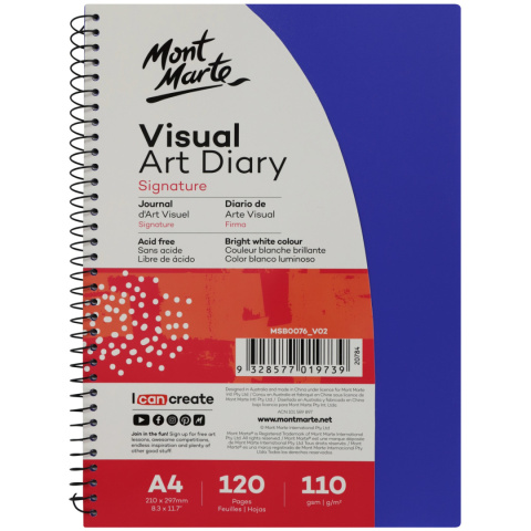 Blok Visual Diary Spirala Mont Marte A4 120 Stron, 110gsm