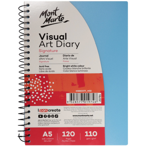 Blok Visual Diary Spirala Mont Marte A5 120 Stron, 110gsm