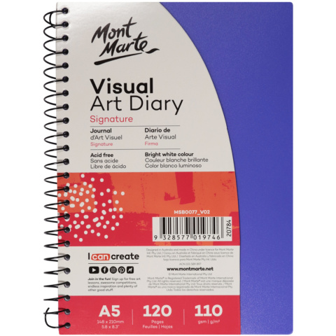 Blok Visual Diary Spirala Mont Marte A5 120 Stron, 110gsm