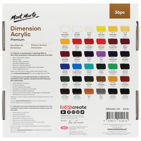 Zestaw Akryli Dimension Mont Marte 36x37ML