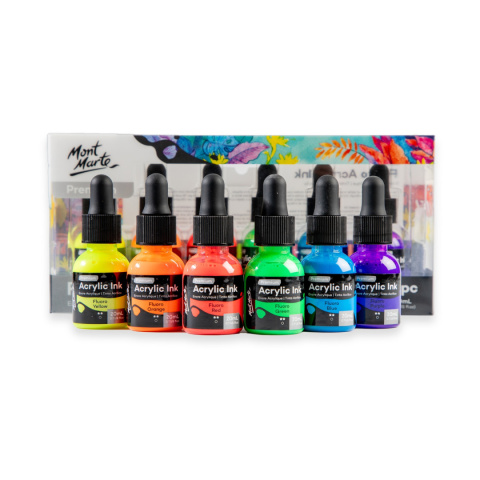 Tusz Akrylowy Fluo Mont Marte 6x20ML