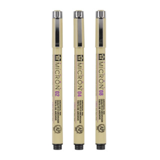 Sakura Pigma Micron fineliner set | 3 pens, 0.3 mm + 0.4 mm + 0.5 mm, black